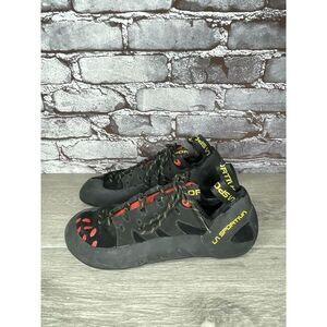 La Sportiva Tarantulace Black Leather Red Rock Climbing Shoes Men 10.5M US/44EU